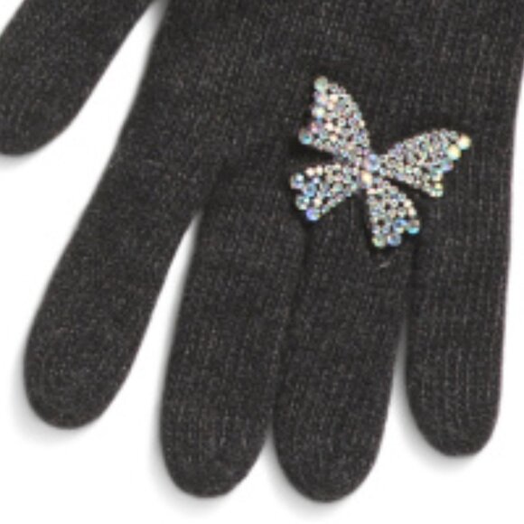 new STILESTRO Made In Italy Wool / Cashmere Flower Ring Gloves charcoal… - Picture 4 of 5
